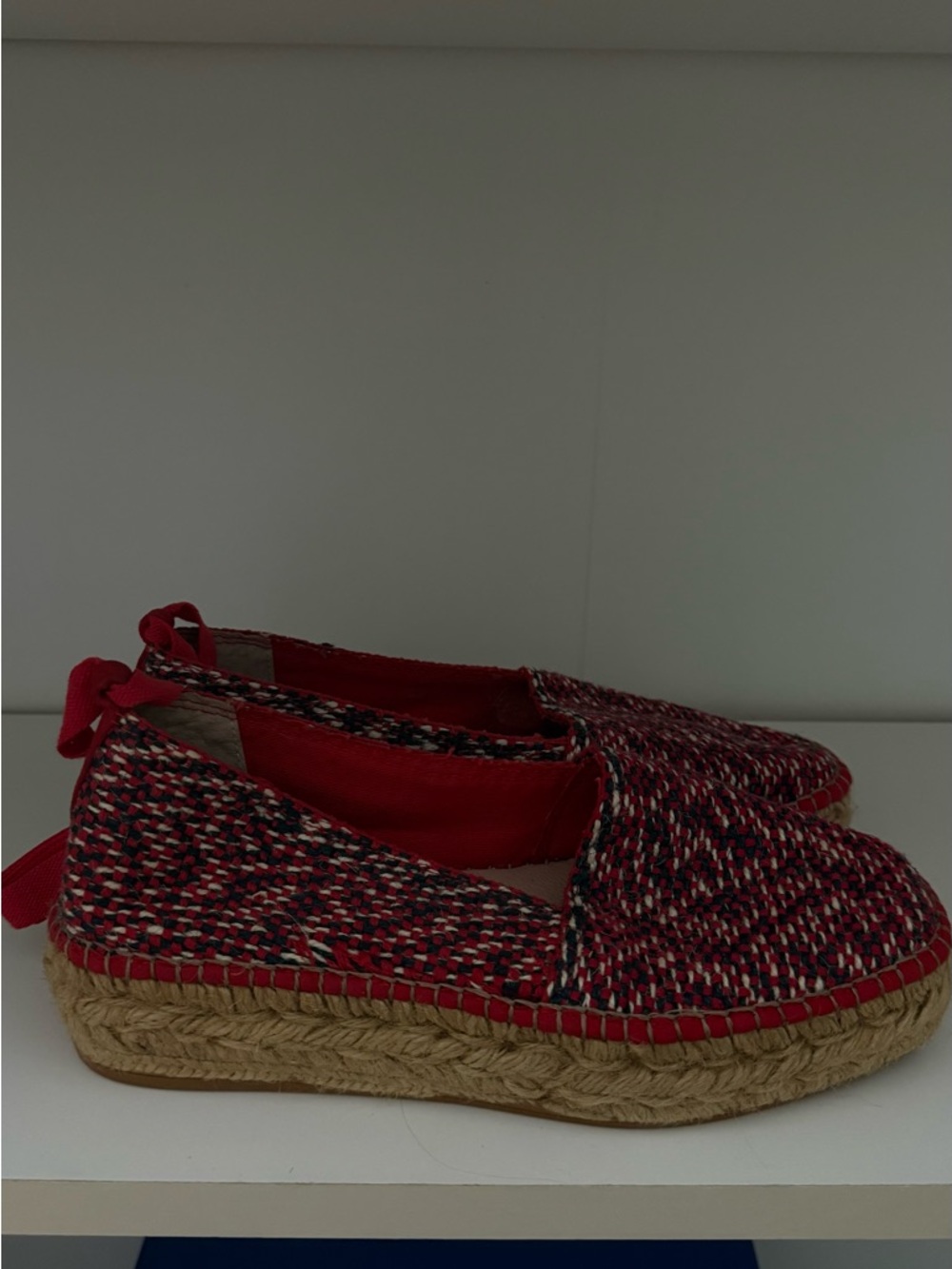 Free People Red Multi Woven Espadrille Platform Slip-On